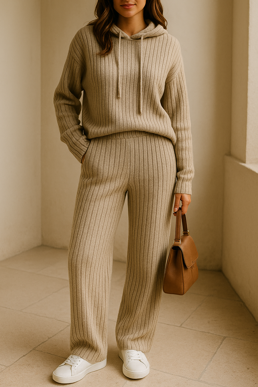 Completo Donna in Maglia con Blusa e Pantaloni Larghi – Emma