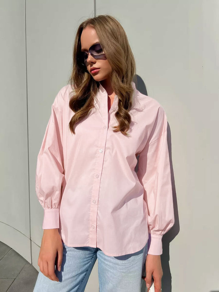 Camicia in Cotone con Maniche a Sbuffo